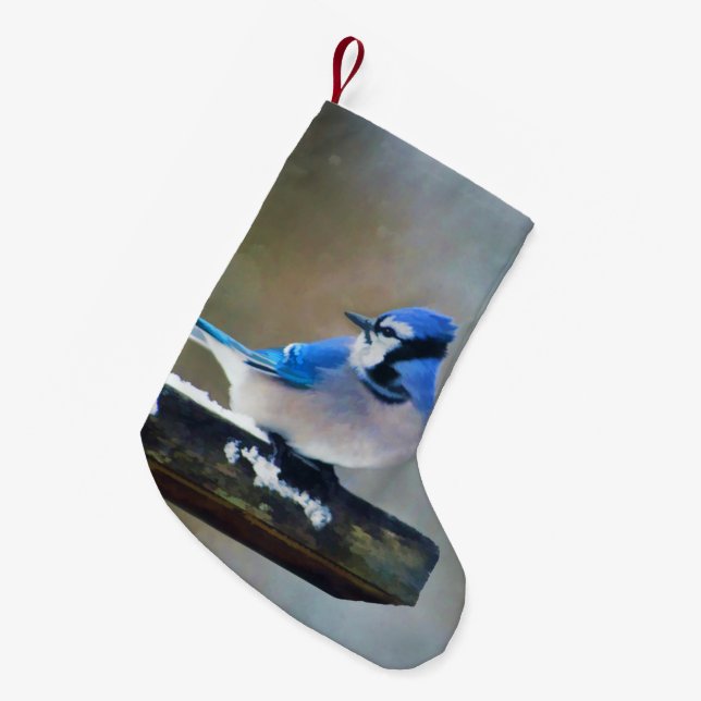 Blue Jay Painting - Original Bird Art Liten Julstrumpa (Framsidan (Hängande))