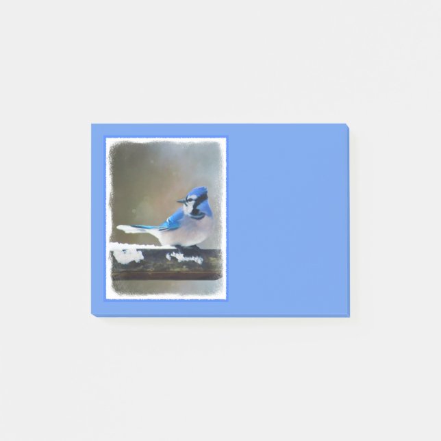 Blue Jay Painting - Original Bird Art Post-it Block (Framsida)