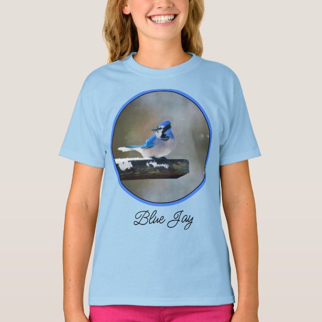 Blue Jay Painting - Original Bird Art T-Shirt (Framsida)