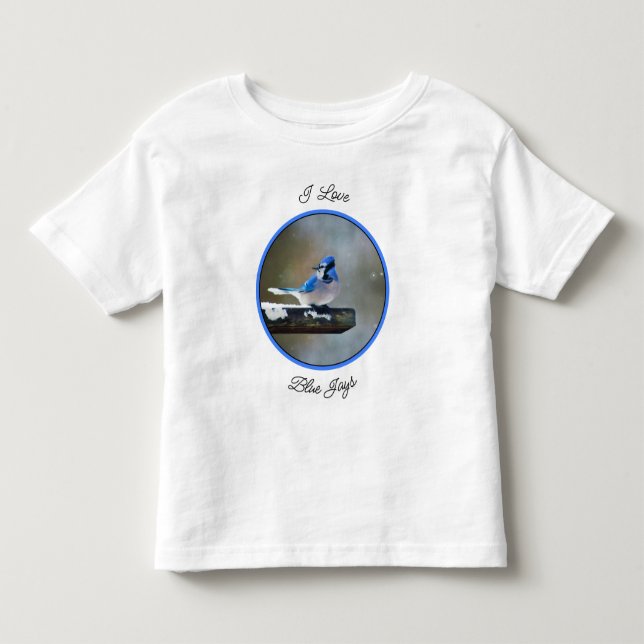Blue Jay Painting - Original Bird Art T Shirt (Framsida)