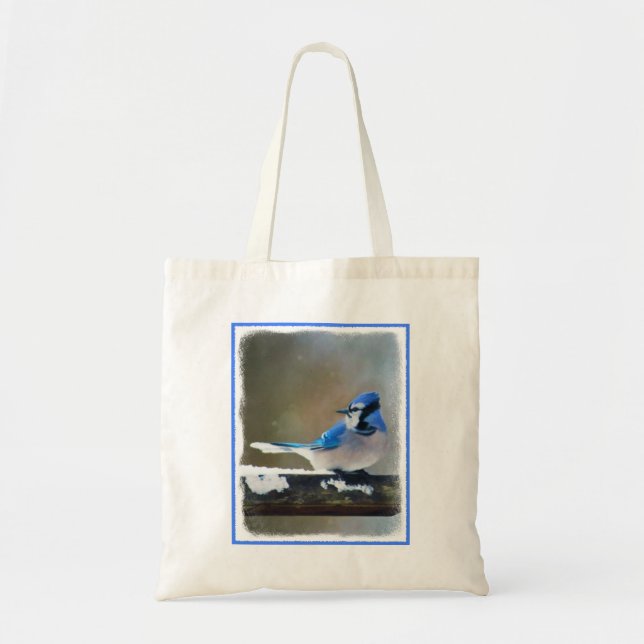 Blue Jay Painting - Original Bird Art Tygkasse (Framsidan)