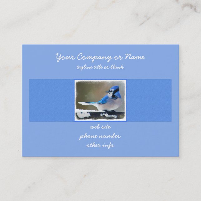 Blue Jay Painting - Original Bird Art Visitkort (Framsida)