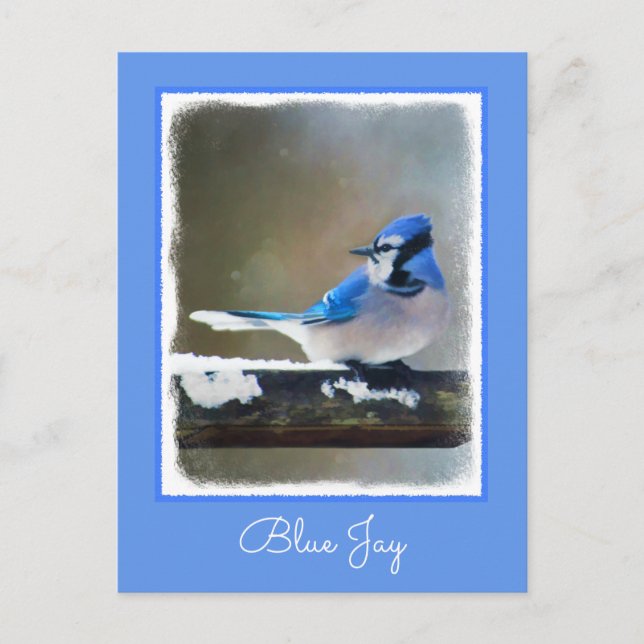 Blue Jay Painting - Original Bird Art Vykort (Framsida)