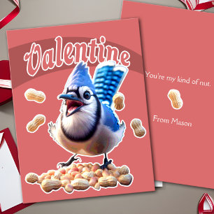 Blue Jay Peanuts Funny Crazy Kids School Valentine Helg Vykort
