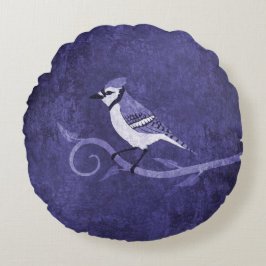 Blue Jay Round Pillow Rund Kudde