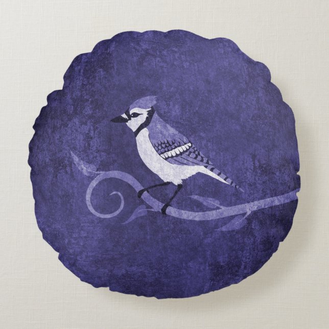 Blue Jay Round Pillow Rund Kudde (Framsidan)