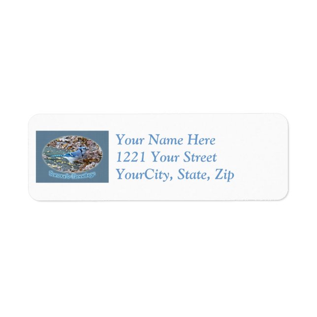 Blue Jay Season's Greetings Series Address Label Returadress Etikett (Framsidan)