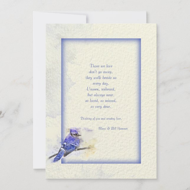Blue Jay Sympathy Card Inbjudningar (Framsida)
