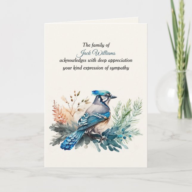 Blue Jay Sympathy Tack från familjen Kort (Framsida)