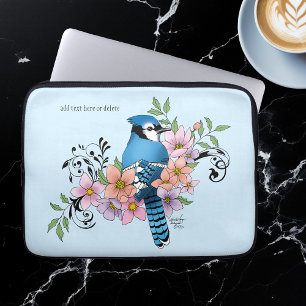 Blue Jay Vår blommor Laptop Fodral