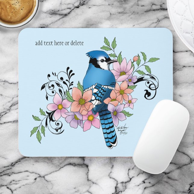 Blue Jay Vår blommor Musmatta (Skapare uppladdad)