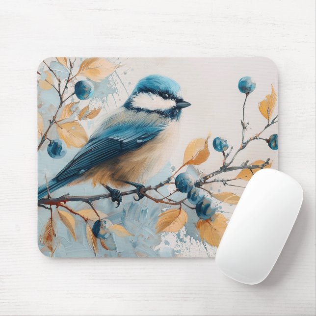 Blue Jay Watercolor Art Musmatta (Med mus)