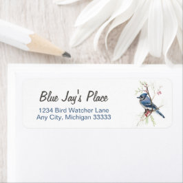 Blue Jay Watercolor Art Return-adressetikett Returadress Etikett