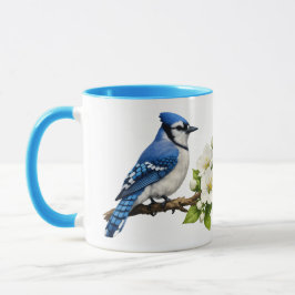 Blue Jay with White Blossoms Mugg