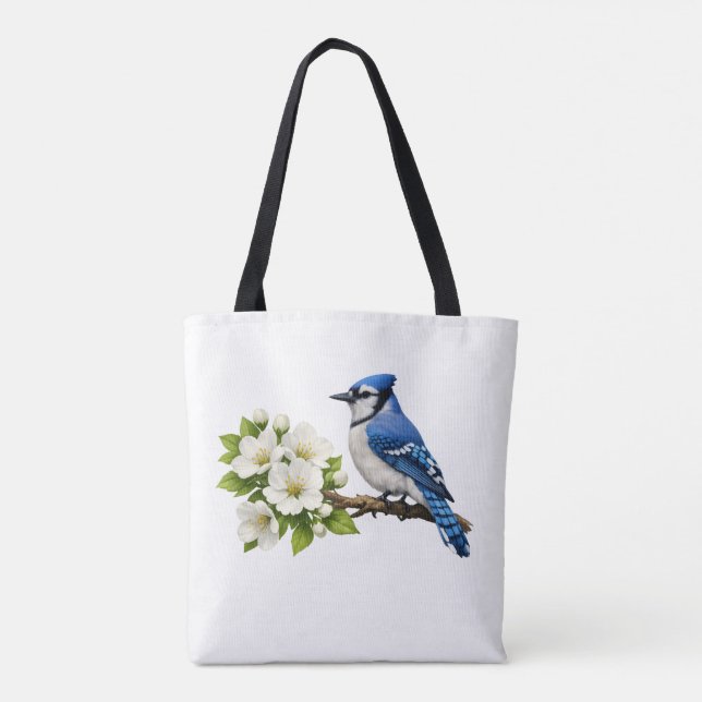 Blue Jay with White Blossoms Tygkasse (Baksida)
