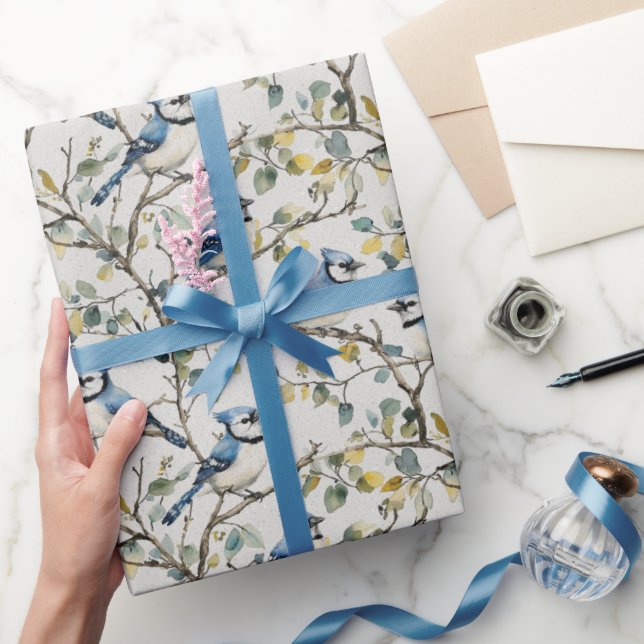 Blue Jays Bird Grenar och Blommar Presentpapper (Gifting)