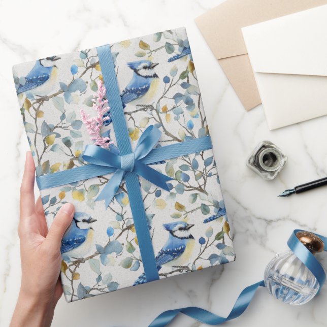 Blue Jays Bird Grenar och Blommar Presentpapper (Gifting)