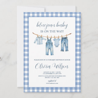 Blue Jean Baby  Baby Shower Invitation  Inbjudningar