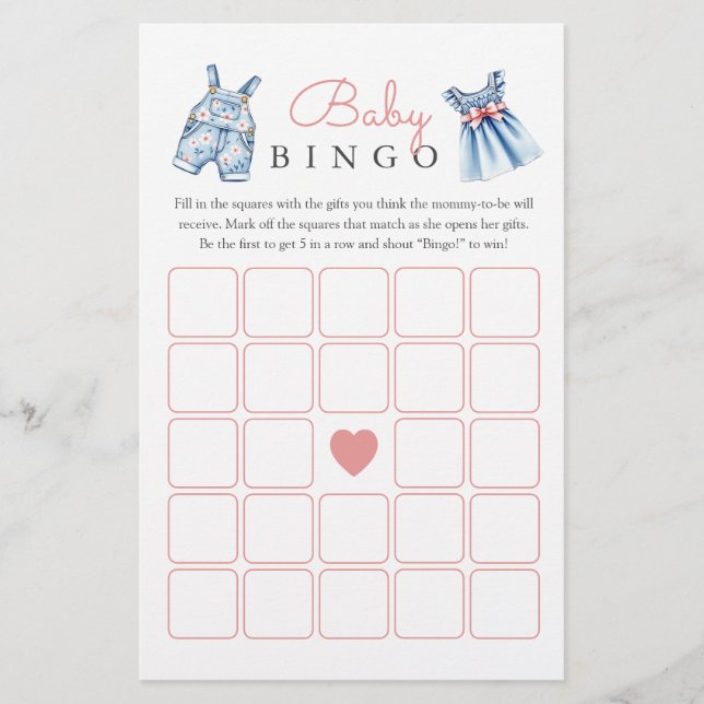 Blue Jean Baby Bingo Baby Shower Game (Framsida)