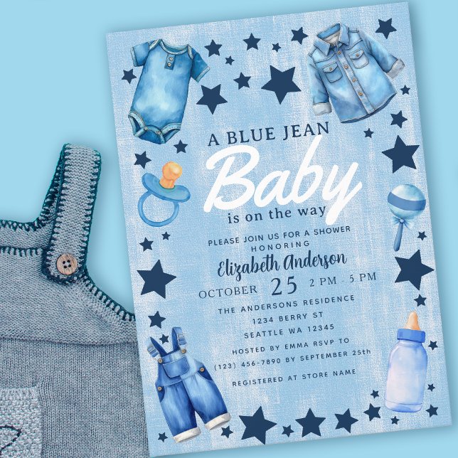 Blue Jean Baby Boy Baby Shower Invitation Inbjudningar (Skapare uppladdad)