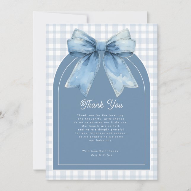 Blue Jean Baby Boy Baby Shower Thank You Card Tack Kort (Framsida)
