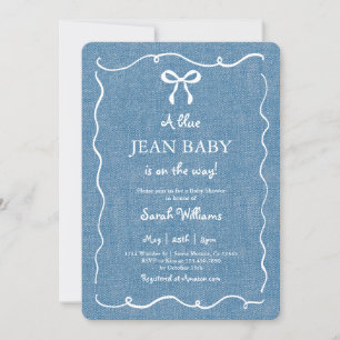 Blue Jean Baby Denim Baby Shower Boy Inbjudningar