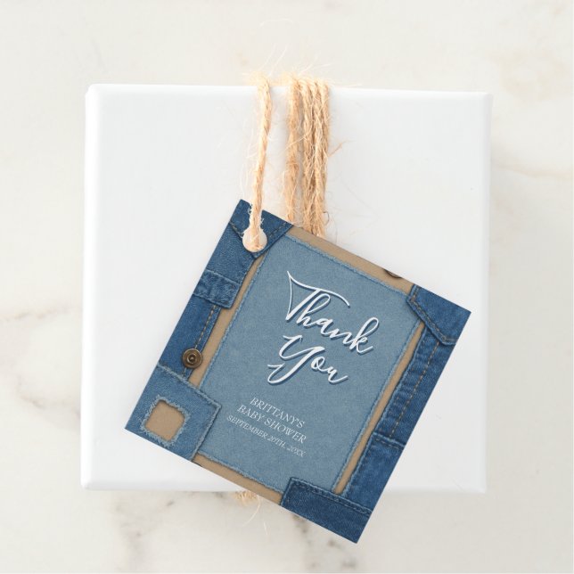 Blue Jean Baby Denim Baby Shower Gåvor Etiketter (På plats)