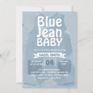 Blue Jean Baby Denim Baby Shower Inbjudningar