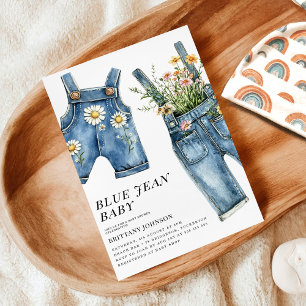 Blue Jean Baby Denim Baby Shower Inbjudningar