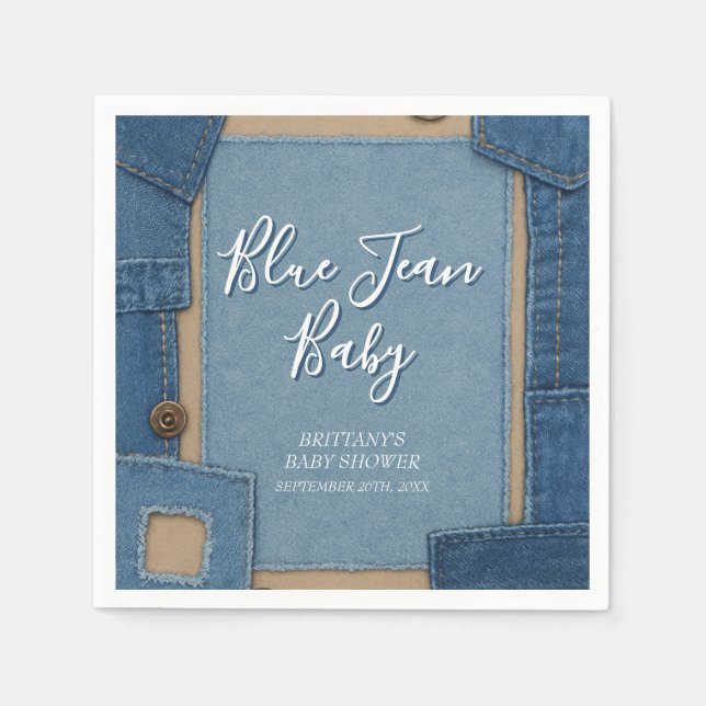 Blue Jean Baby Denim Baby Shower Pappersservett (Framsidan)