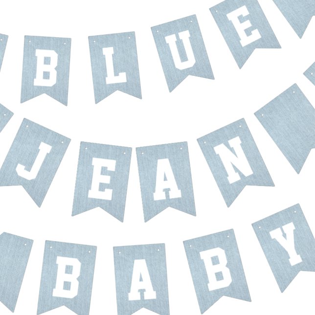 Blue Jean Baby Denim Baby Shower Vimplar (blue jean baby boy's baby shower denim)