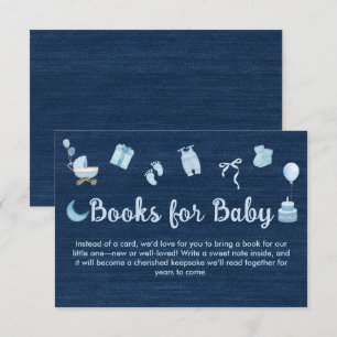 Blue Jean Baby Denim Bokar for Baby Shower Tilläggskort
