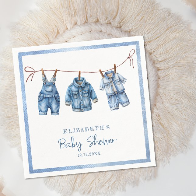 Blue Jean Baby Denim Boy Shower Pappersservett (Skapare uppladdad)