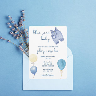 Blue Jean Baby Modern babystövel Bubblor Inbjudningar
