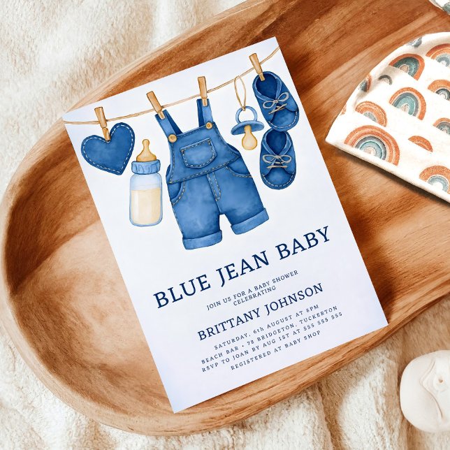 Blue Jean Baby Modern Denim Baby Shower Inbjudningar (Skapare uppladdad)