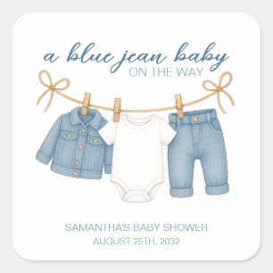 Blue Jean Baby på babyskusen Fyrkantigt Klistermärke