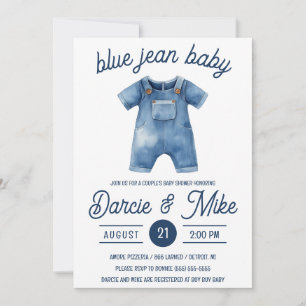 Blue Jean Baby, Pojke, Denim Baby Shower Inbjudningar