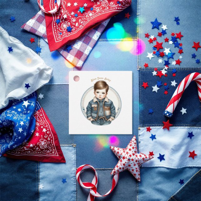 Blue Jean Baby Rustic Denim Baby Shower Gåvor Etiketter (Blue Jean Baby Rustic Denim Baby Shower Favor Tags)
