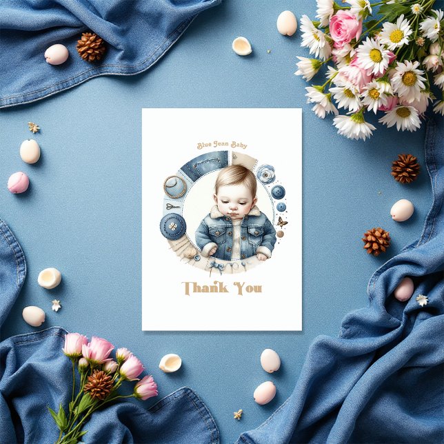 Blue Jean Baby Rustic Denim Tack Kort (Blue Jean Baby Rustic Denim Thank You Card)