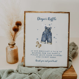 Blue Jean Baby Shower 8x10 Diaper Raffle Sign Poster