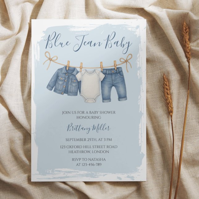 Blue Jean Baby Shower Baby Outfit Inbjudningar (Skapare uppladdad)