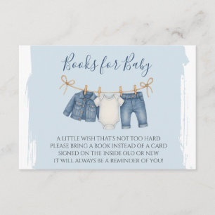 Blue Jean Baby Shower Bokar för Baby Tilläggskort