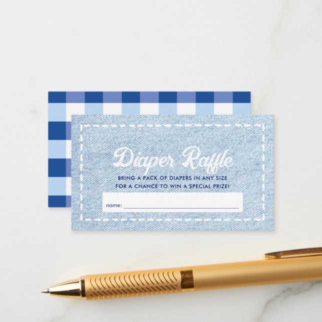 Blue Jean Baby  Shower Boy Diaper Raffle Ticket Tilläggskort (Fram/Back In Situ)