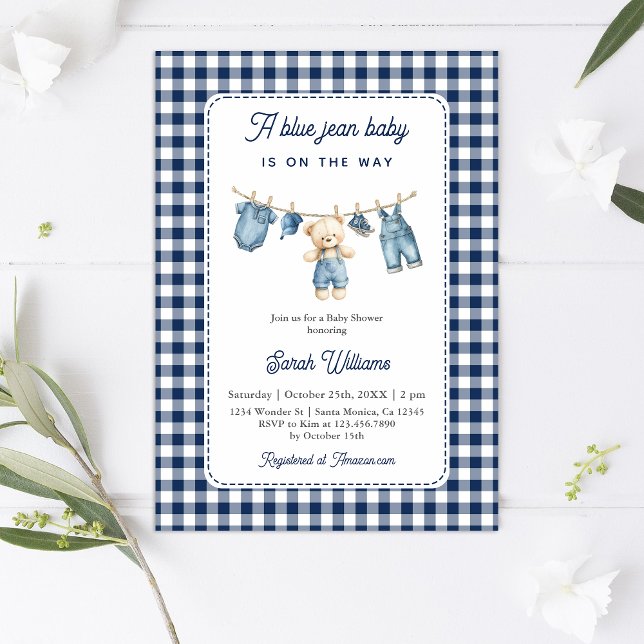 Blue Jean Baby Shower Boy Inbjudningar (Skapare uppladdad)