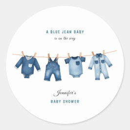 Blue Jean Baby Shower - Denim Theme Runt Klistermärke