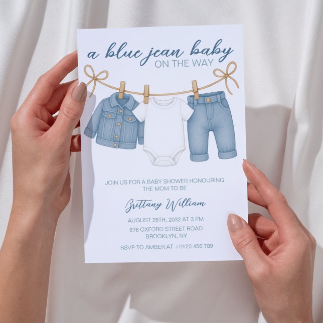 Blue Jean Baby Shower-inbjudan för pojkar Inbjudningar (Skapare uppladdad)