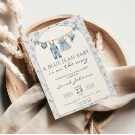 Blue Jean Baby Shower Invitation Cowboy Inbjudningar