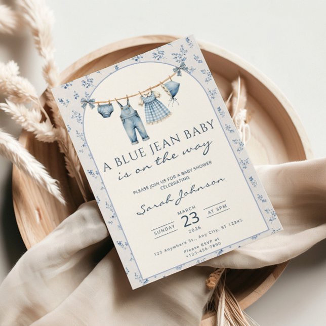 Blue Jean Baby Shower Invitation Cowboy Inbjudningar (Skapare uppladdad)