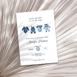 Blue Jean Baby Shower Invitation - Denim Theme Inbjudningar