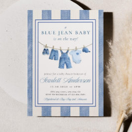Blue Jean Baby Shower Invite, Denim Baby Shower  Inbjudningar